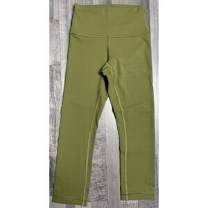 Lululemon Olive Green High Rise Crop Leggings Women 4 Athletic Yoga Pants Pilate